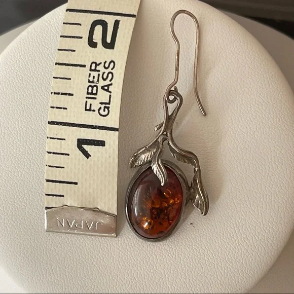 Vintage Sterling silver 925 Baltic Amber necklace pendant pin earrings brooch - Picture 12 of 16
